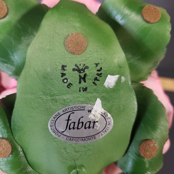 Beautiful Vintage Fabar Capodimonte Porcelain Pink Rose Figurine 6" FLAW - Picture 6 of 11